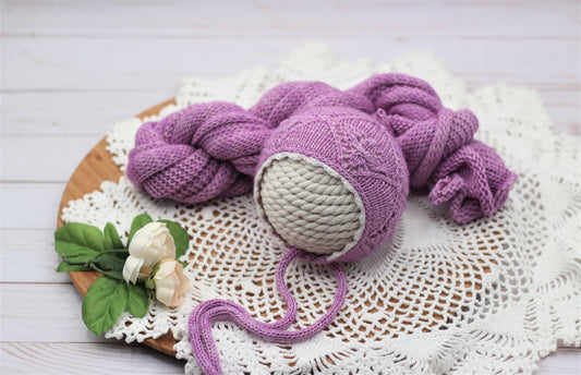 Lilac Blossom Bonnet & Wrap Set - Made to Order