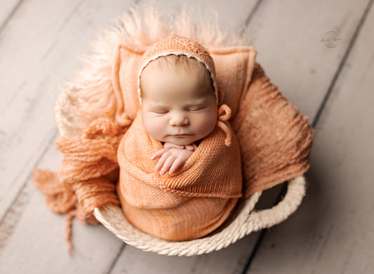 Blossom Bonnet & Wrap Set Apricot - Made to Order